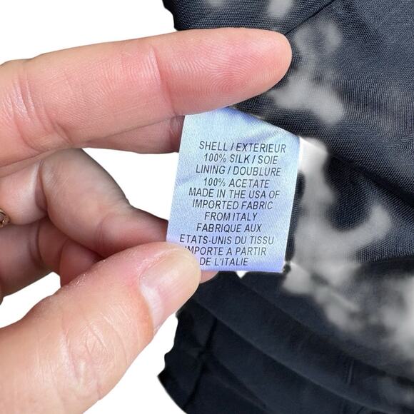 Milly 100% Silk Black Grey Pink Abstract Feather Print Sleeveless Mini Dress - 4 - Picture 10 of 11